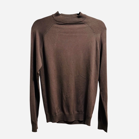 Zara brown contemporary mock neck long sleeve knit sweater Small - Picture 2 of 9